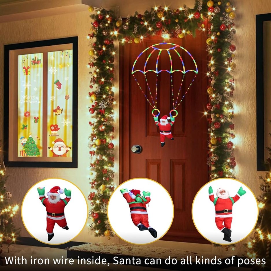 2.8FT Christmas Parachute Lights With Santa ClausOutdoor