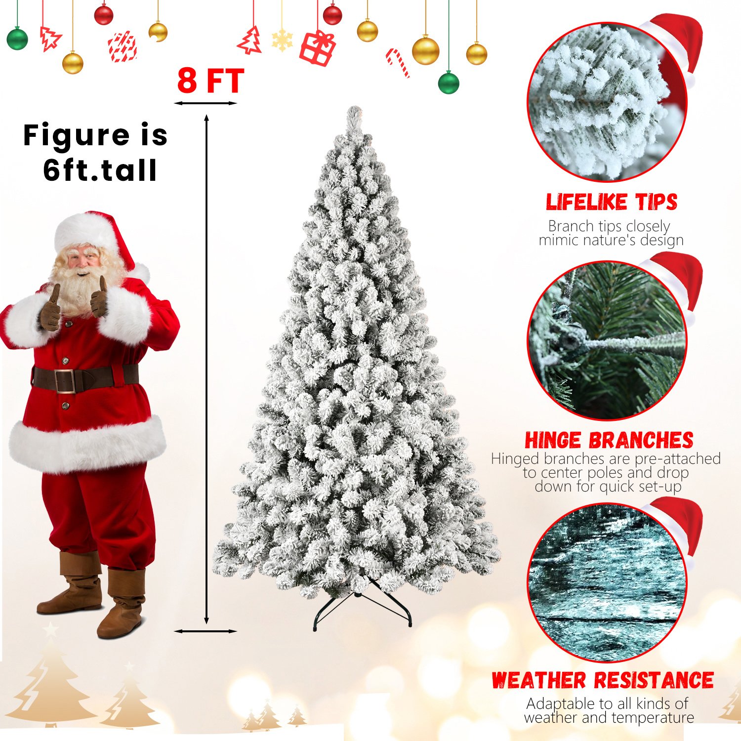 Pre-Lit Flocked Christmas Tree - Image 9