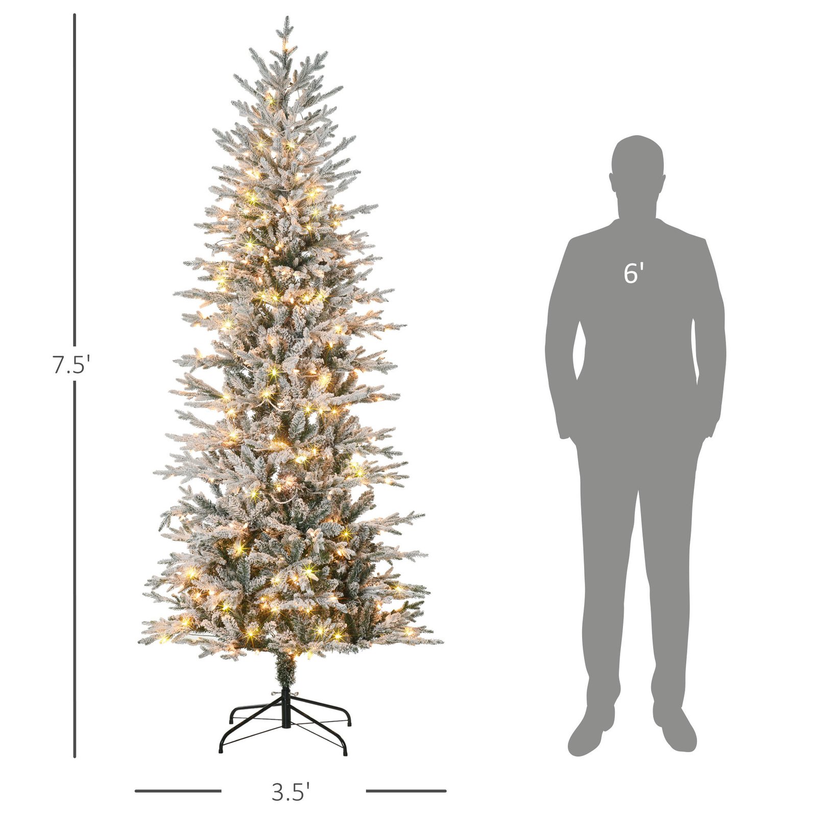 7.5ft Pre Lit Artificial Flocked Christmas Tree Extra Bulb - Image 5
