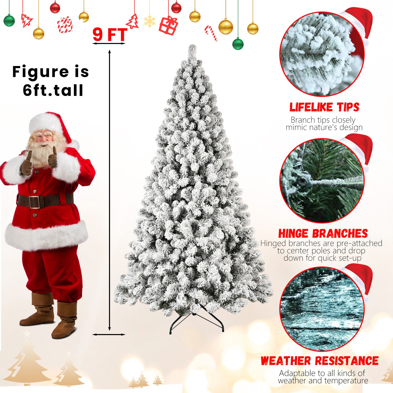 Pre-Lit Flocked Christmas Tree - Image 4