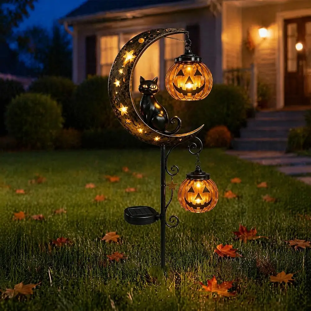 Solar Pumpkin Moon Garden Stake Light