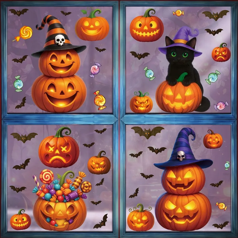 Glowing Halloween Window Decals Set