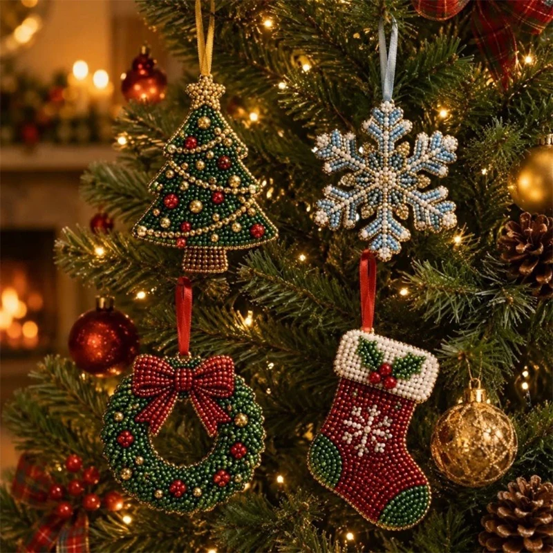 Sock Wreath Snowflake Bead Craft Set Hand‑making For Christmas Tree