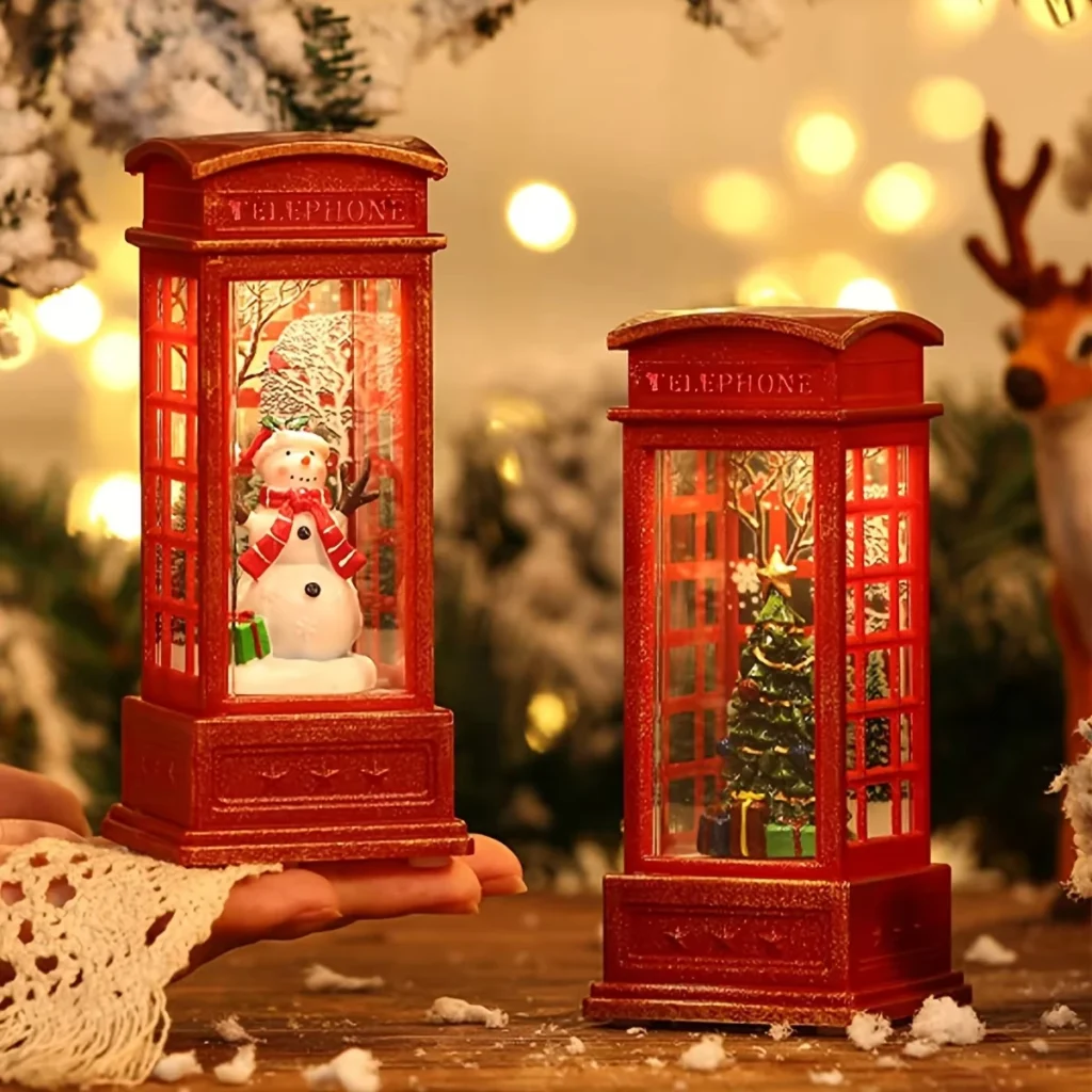 Christmas Phone Booth Decoration with Santa Claus