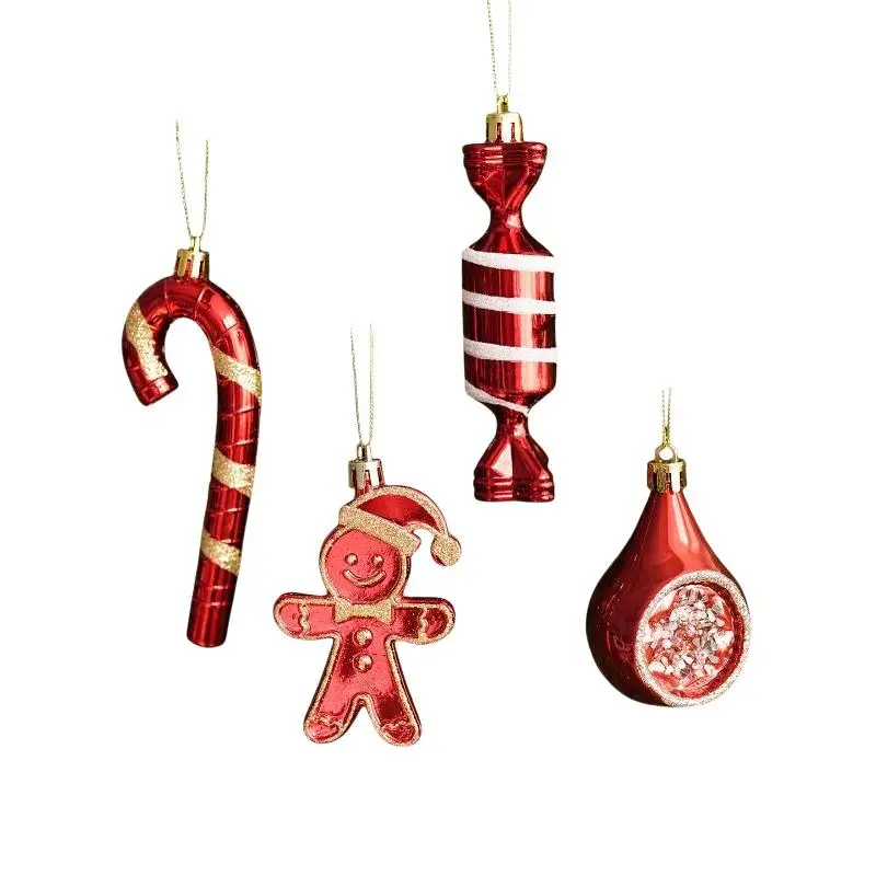 Red Christmas Tree Hanging Ornament Set