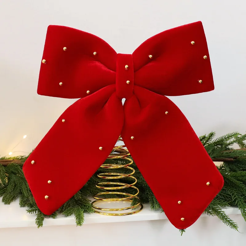 Wine Red Velvet Christmas Tree Topper Star Ornament