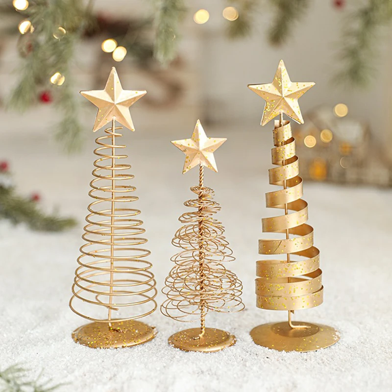 Golden Star Spiral Christmas Trees