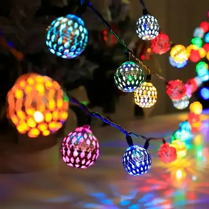 Moroccan Ball String Lights Solar Fairy Lights - Image 4