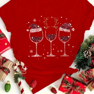 Merry Christmas Wein T-shirt Women