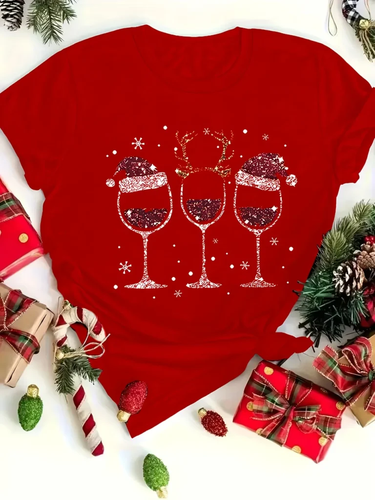 Merry Christmas Wein T-shirt Women