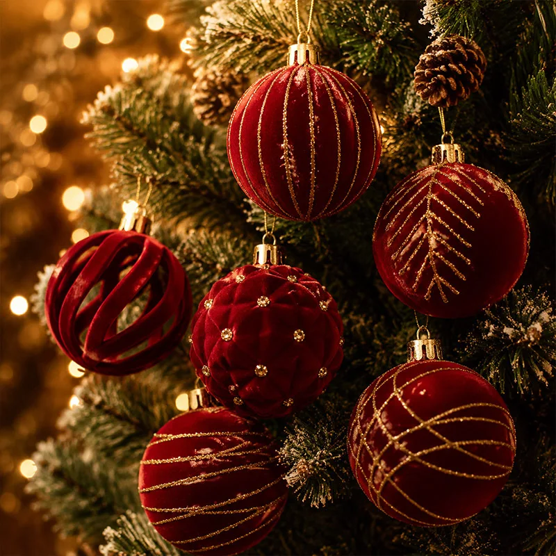 Xmas Balls Baubles with Gold Glitter Pattern