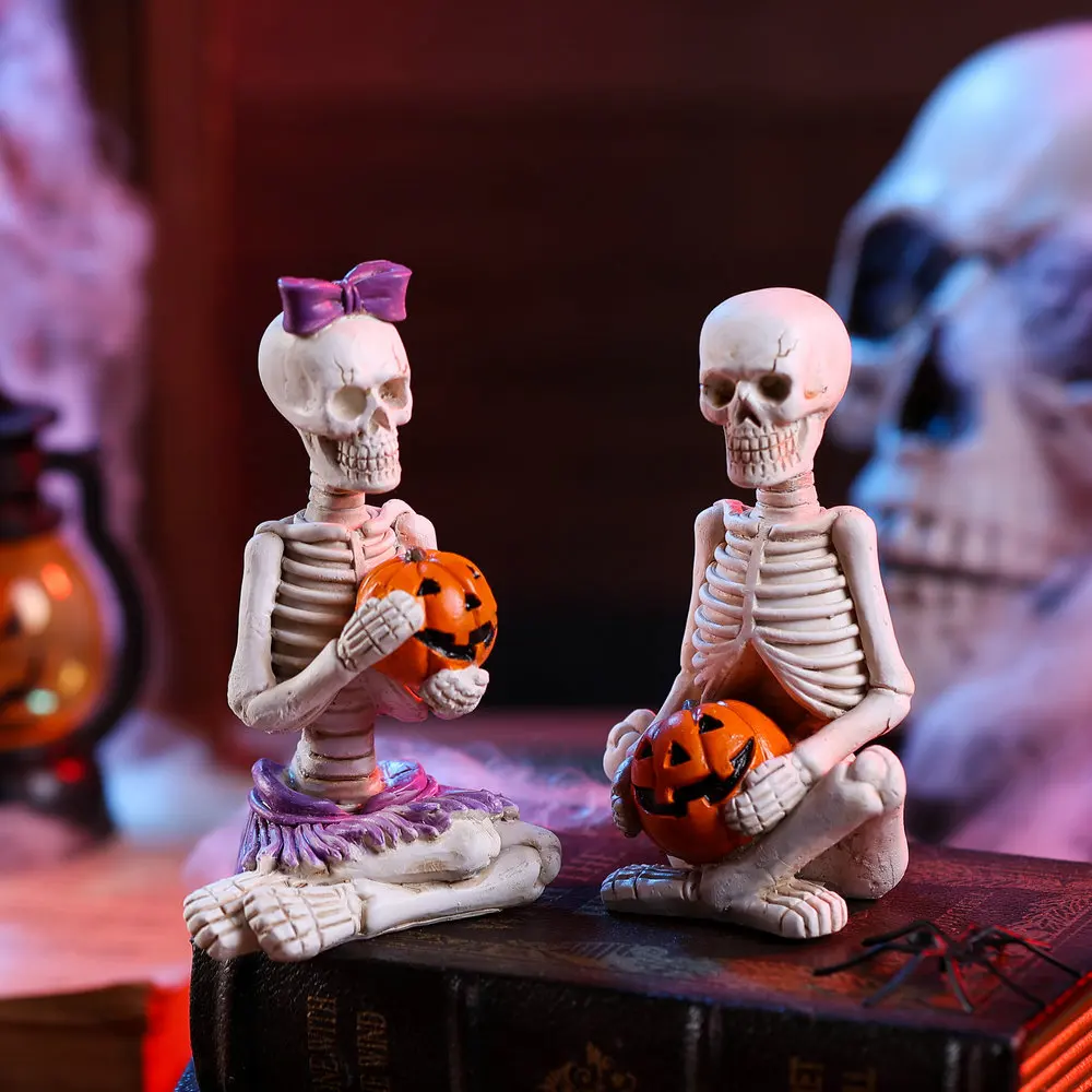 ​Halloween Skeleton Couple Resin Figurines Set