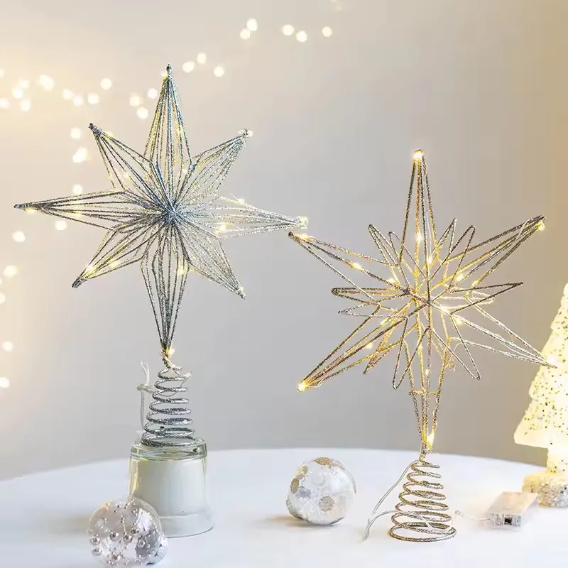 Tree Toppers Star With LED String Lights Ornaments