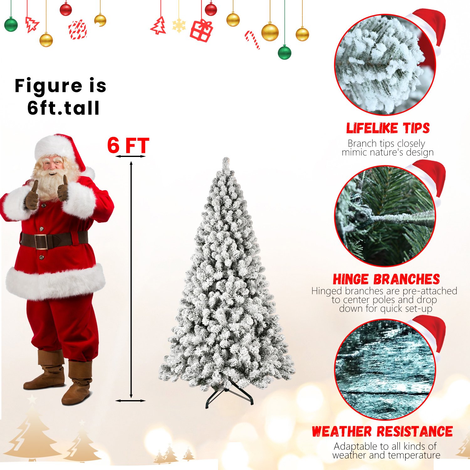 Pre-Lit Flocked Christmas Tree - Image 2