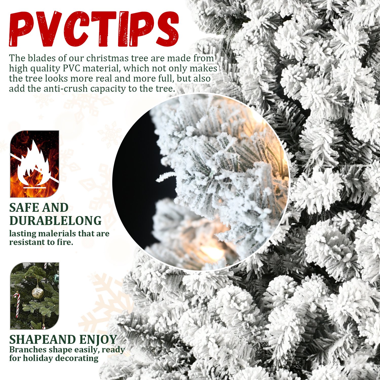 Pre-Lit Flocked Christmas Tree - Image 7