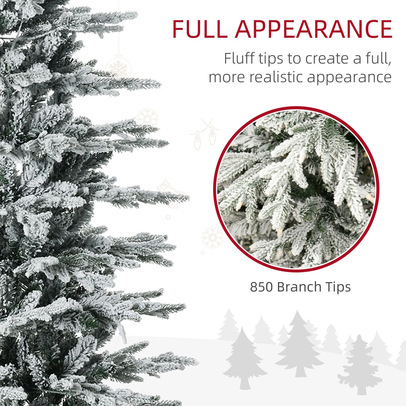 7.5ft Pre Lit Artificial Flocked Christmas Tree Extra Bulb - Image 6