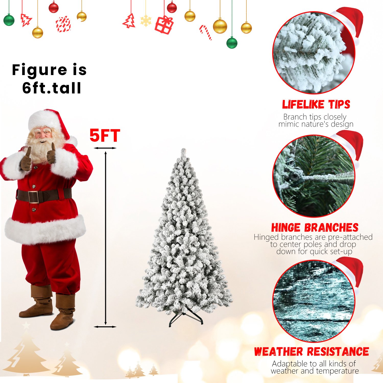 Pre-Lit Flocked Christmas Tree - Image 6