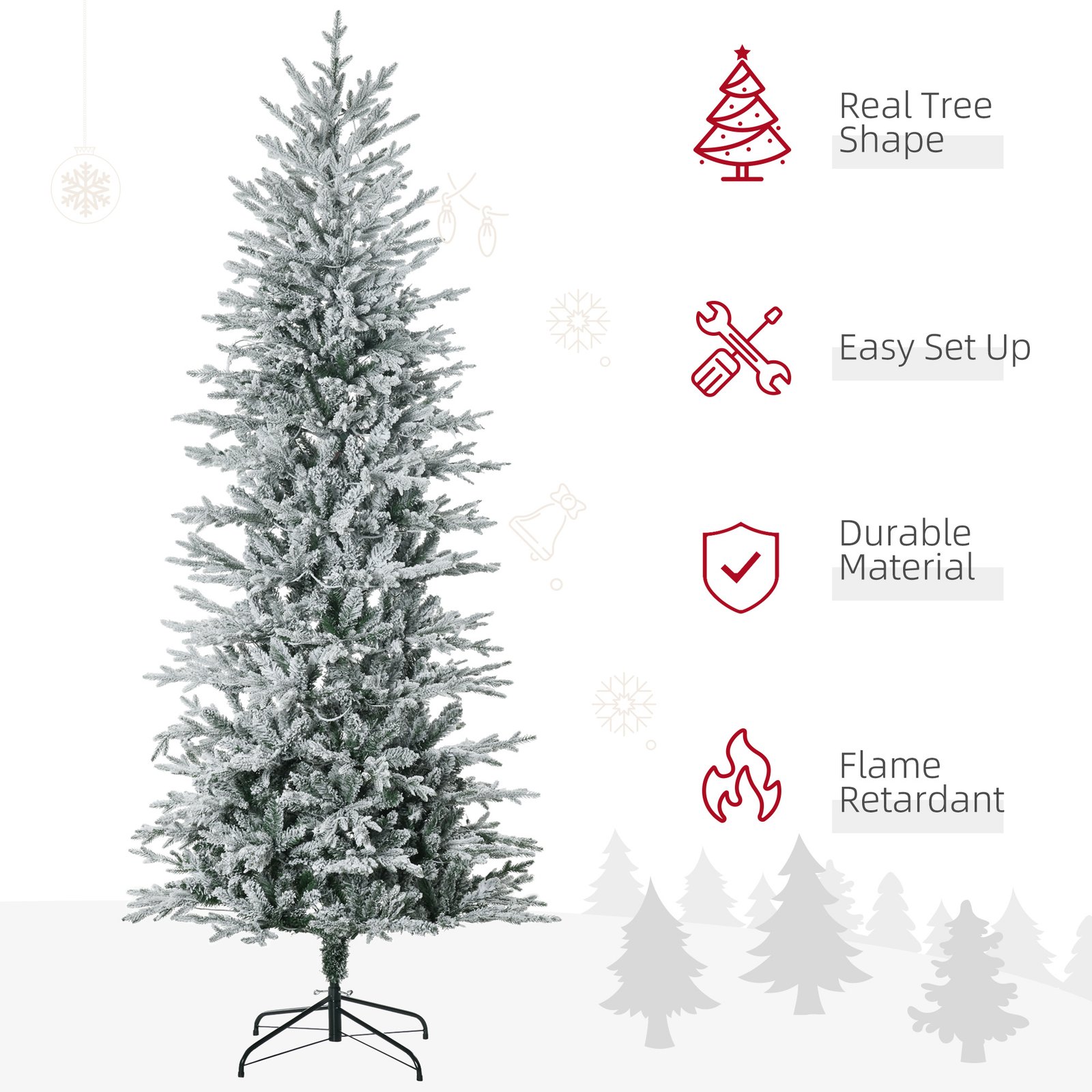 7.5ft Pre Lit Artificial Flocked Christmas Tree Extra Bulb - Image 7