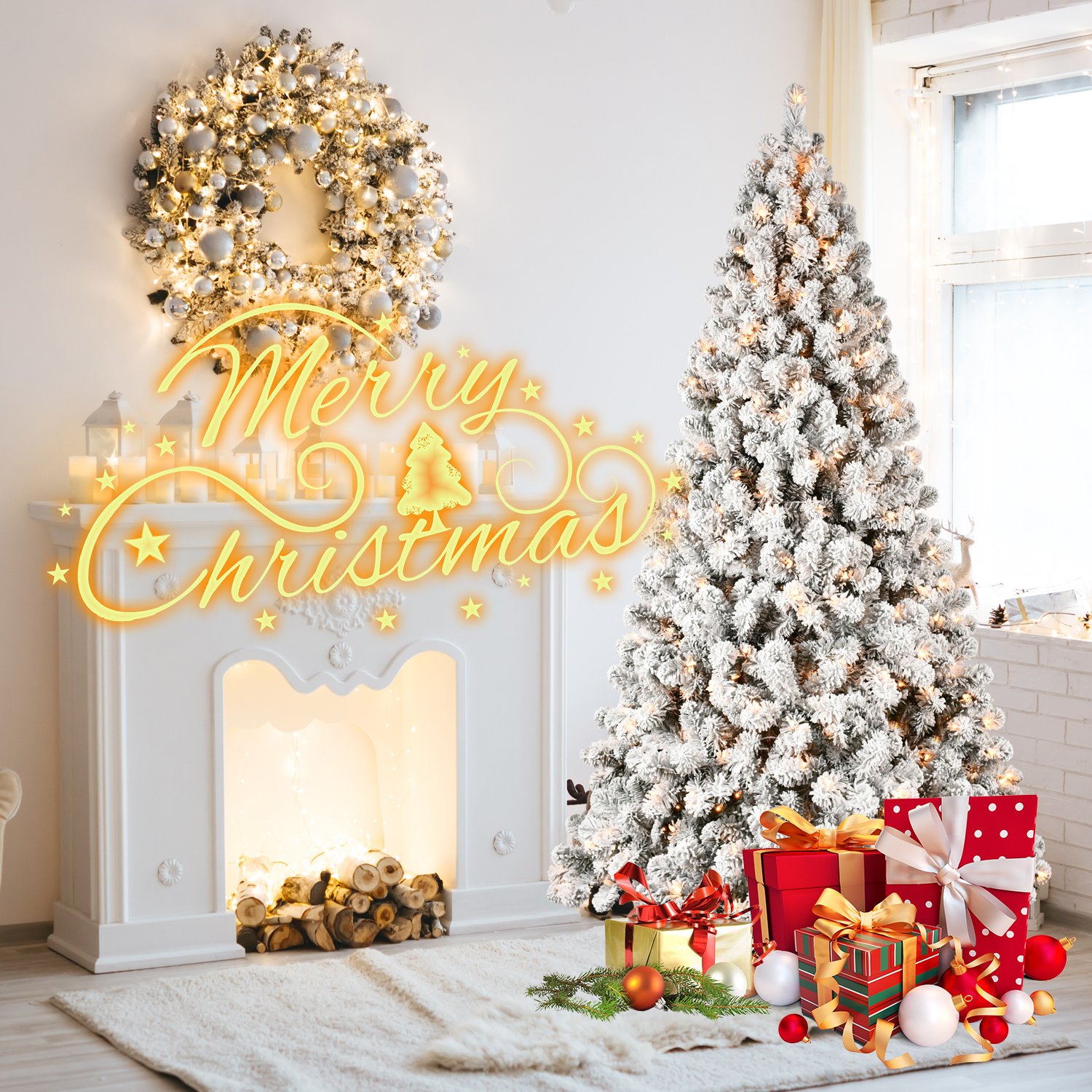 Pre-Lit Flocked Christmas Tree - Image 3