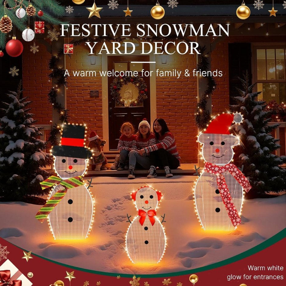 Yard Snow Man Family 3 Piece Outdoor